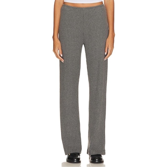 DONNI. The Sweater Rib Simple Pant Dark Gray Elastic Waist Minimalist Soft Small - Picture 1 of 11